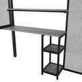 Full Size Metal Loft Bed With Wardrobe, Desk, Storage Shelves, Black Expected Arrival Time: 10.3 Box Spring Not Required Full Black Metal Mdf Metal