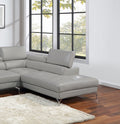 Light Gray Sectional Couch 2Pc Set Living Room Faux Leather Right Facing Chaise And Left Facing Sofa Adjustable Armrest Headrest Light Gray Faux Leather Primary Living Space Classic,Contemporary,Modern L Shaped Faux Leather,Metal,Solid Wood 5 Seat