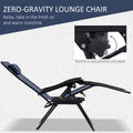 Outsunny Zero Gravity Chair Set With Side Table, Folding Reclining Chair With Cupholders & Pillows, Adjustable Lounge Chair For Pool, Backyard, Lawn, Beach, Blue Blue Steel