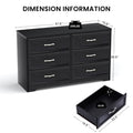 Modern 3 Drawer Bedroom Chest Of Drawers With 6 Drawers Dresser, Clothes Organizer Metal Pulls For Living Room, Bedroom, Hallway, Black,47.6 L X 15.7 W X 28.9 H Black Particle Board Mdf