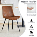 Table And Chair Set.Modern Dining Table, Tempered Glass Countertop With Artistic Mdf Legs.Paried With 6 Brown Chairs With Suede Backrests And Black Metal Legs.Suitable For Various Styles. Black Brown,Transparent Seats 6 Mdf Metal