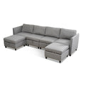 Convertible Sectional Sofa With Storage Seat 6 Seat Sofa With Reversible Chaise U Shaped Sectional Couch For Living Room,Light Grey Grey Fabric 6 Seat