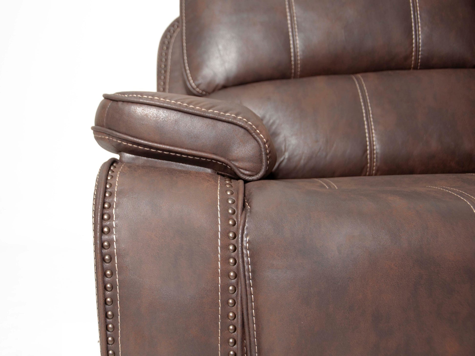 Power Sofa In Chocolate Chocolate Firm Cushion Back Leather 3 Seat