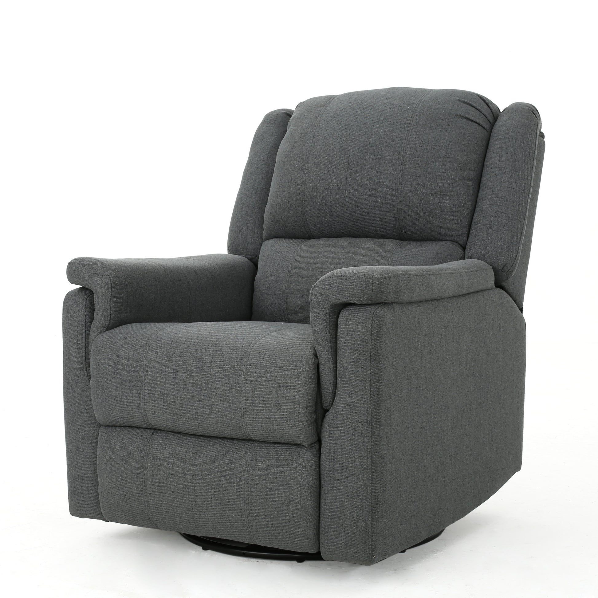 Charcoal Fabric Glider Recliner With Swivel, Manual Reclining Chair Charcoal Fabric