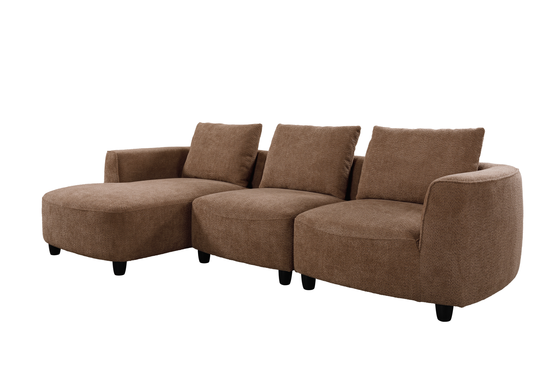 Wks14C Mid Century Modern Sofa, Three Seat Sofa With Recliner, Living Room, Bedroom, Living Room, Camel Color Camel Fabric 3 Seat