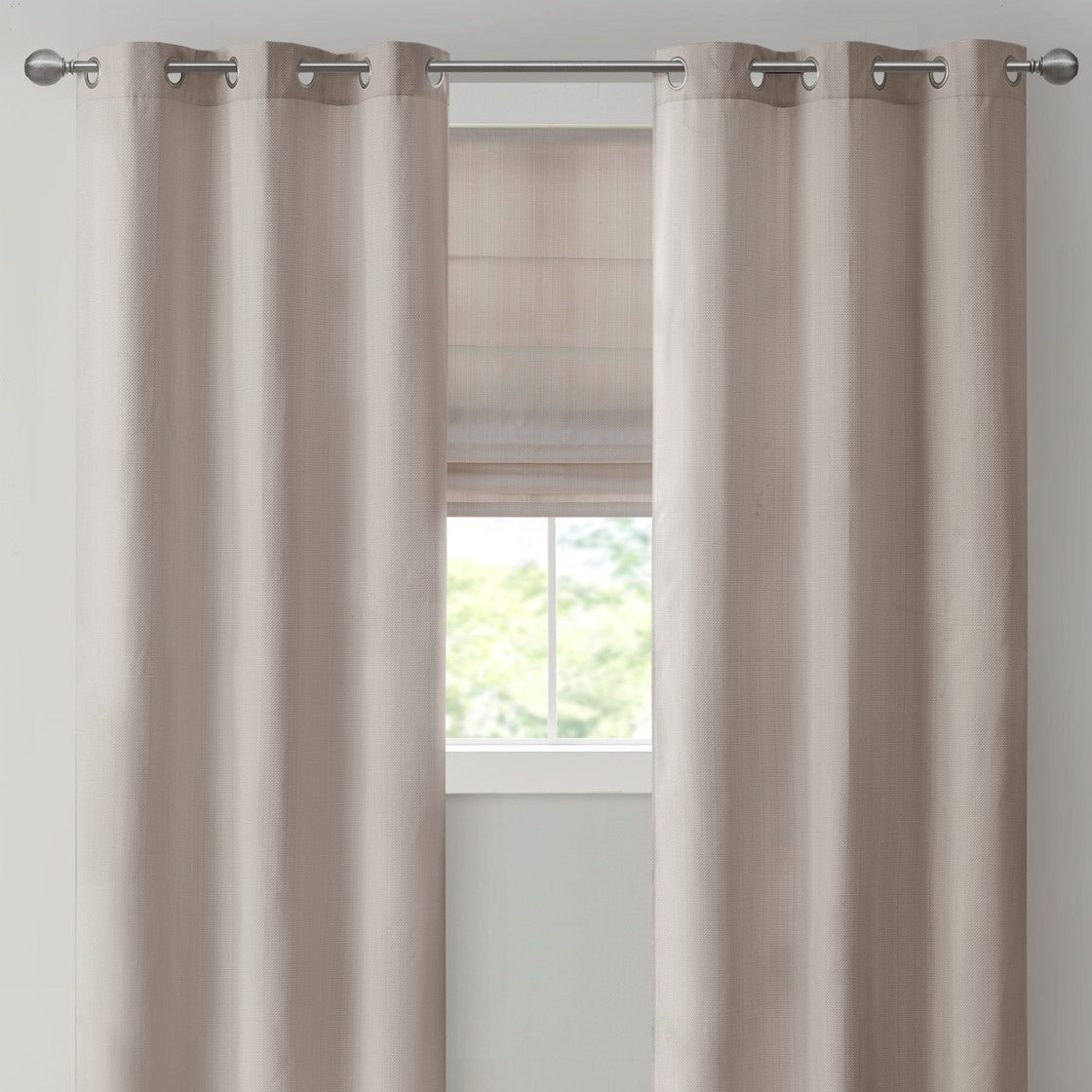 Basketweave Room Darkening Cordless Roman Shade Taupe Polyester