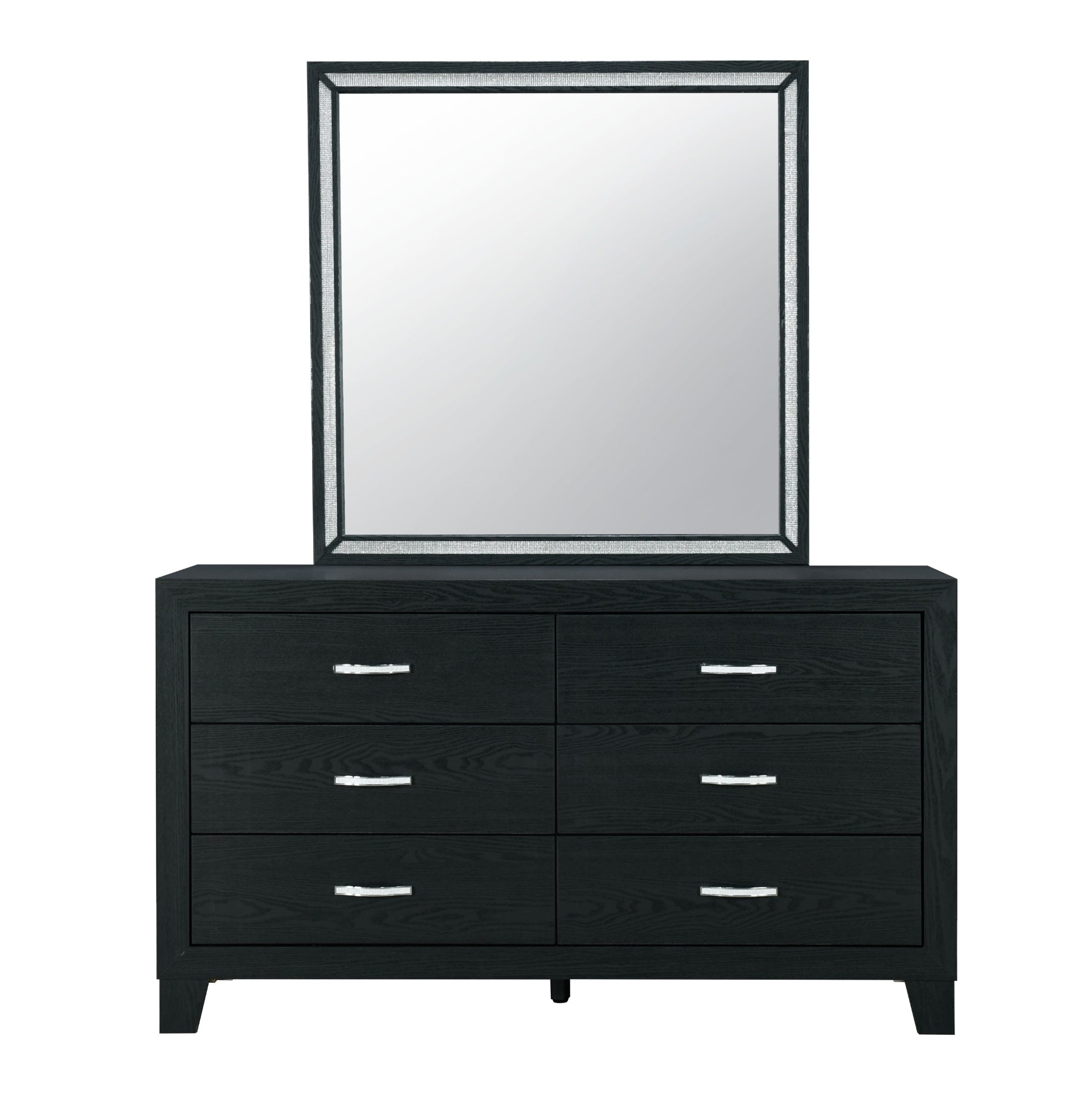 Carlos Black Mirror Black Solid Wood Mdf