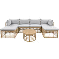 7 Pieces Outdoor Patio Furniture, All Weather Rattan Sectional Sofa Set With Thick Cushions And Pillows, Freely Combined Conversation Sets For Garden, Backyard, Balcony, Gray Yes Gray Seats 6 Garden & Outdoor Complete Patio Sets Foam Wicker