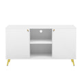 Modern Tv Stand For Tvs Up To 55 Inches, Entertainment Center Media Console,Adjustable Shelf, Metal Legs, Handles And Anti Tip Device For Living Room White 50 59 Inches Mdf