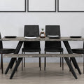 60 Inch Modern Dining Bench, Acacia Wood Table, Live Edge, Iron Legs, Gray, Black Black Gray Gray Dining Room Modern Acacia Iron Acacia Wood