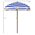 Outsunny 6.2' Portable Beach Umbrella, Uv 40 Ruffled Outdoor Umbrella With Vented Canopy, Carry Bag, Blue Stripe Blue Polyester