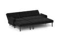 Black Corduroy Sectional Sofa: Convertible 3 Seaters Sofa, L Shaped Sofa, And Bed Black Velvet Metal Primary Living Space Medium Soft Loose Back Pillow Top Arms Foam Fabric Metal 3 Seat