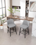 Counter Height Swivel Bar Stools Set Of 2, 360 Swivel Upholstered Barstools With Back And Metal Legs, 25.6