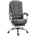 Vinsetto Executive Office Chair With Footrest, Linen Fabric Computer Chair Dark Grey Polyester