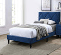 Full Size Bed W Adjustable Headboard 1Pc Bedframe, Navy Blue Velvet Upholstered Youth Bedroom Furniture Box Spring Not Required Full Navy Blue Wood Bedroom Classic,Contemporary,Mid Century Modern,Modern Bed Frame Foam Velvet Particle Board Mdf