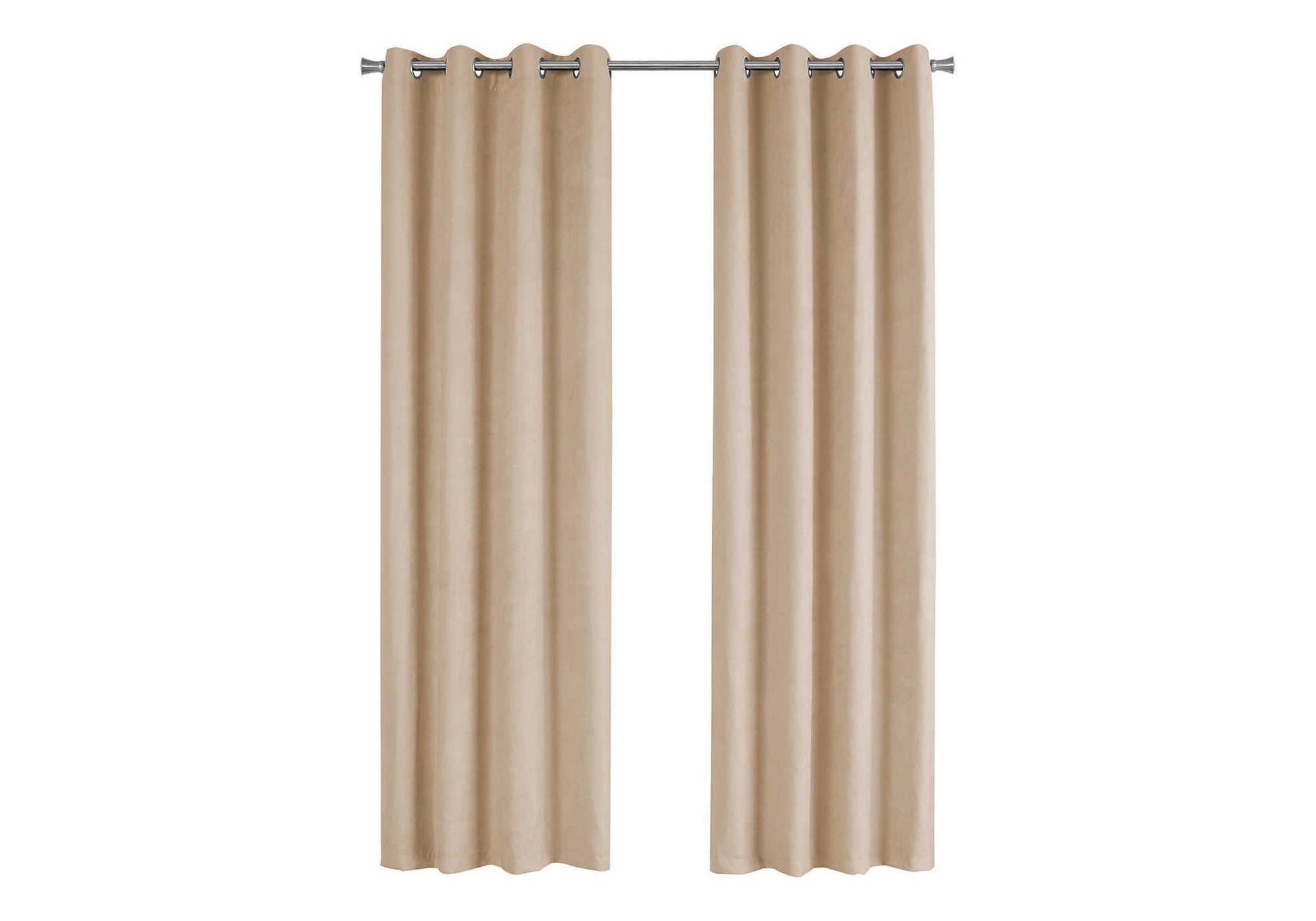 Curtain Panel, 2Pcs Set, 54"W X 95"L, Room Darkening, Grommet, Living Room, Bedroom, Kitchen, Beige Micro Suede, Contemporary, Modern Brown Polyester