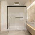 55 To 59 Inches Width 72 Inches Height Double Sliding Semi Frameless Shower Door With 1 4 Inches 6Mm Clear Tempered Glass, Matte Black Finish Matte Black Bathroom European,Luxury,Modern Glass