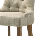 Beige And Salvaged Oak Tufted Back Parson Chairs Set Of 2 Beige Brown Dining Room Side Chair Oak Tufted Back Set Of 2 Wood Fabric