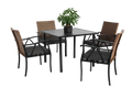 5 Piece Wicker Outdoor Table And Chairs, Patio Dining Set W Square Steel Tabletop And Umbrella Hole, Patio Table And Chairs Set For Backyard Deck Balcony Front Porch Brown Gray Cotton Steel