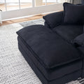 56.3 Inch Corduroy Single Sofa With 2 Toss Pillows And A Ottoman ,Comfy Sofa Deep Seat Couch For Living Room Black Foam 1 Seat