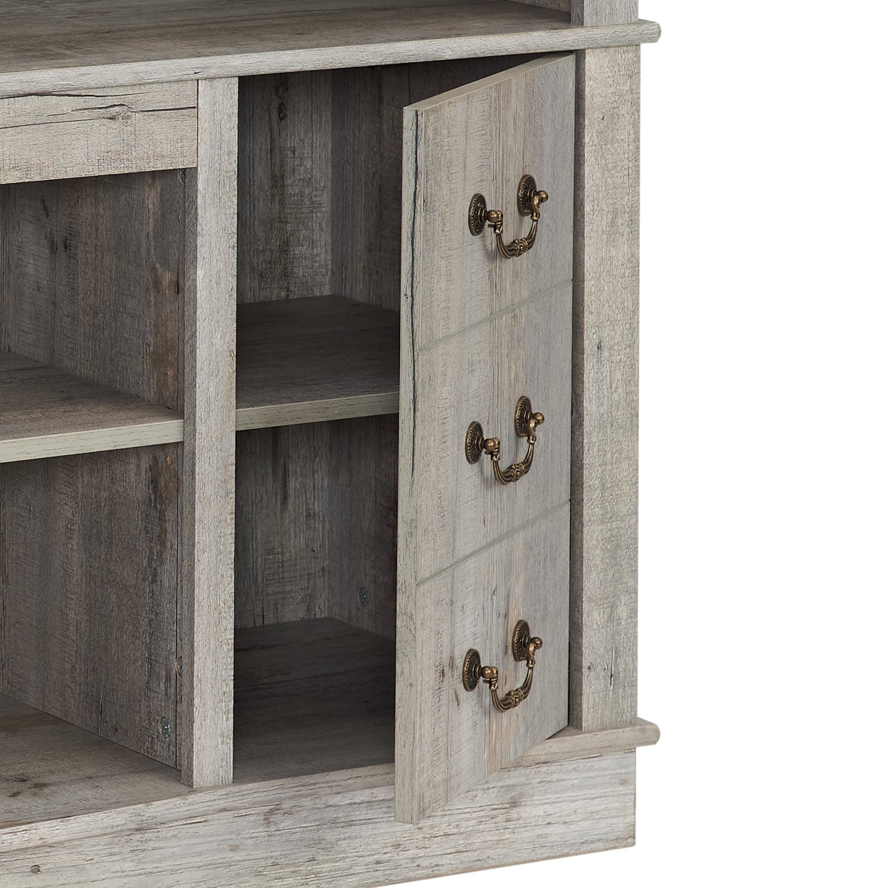 Vintage Drawer Traditional Tv Media Stand Farmhouse Rustic Entertainment Console For Tv Up To 65" With Open And Closed Storage Space, 60"W*15.75"D*34.25"H Light Gray Light Gray 60 69 Inches Mdf