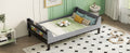 Twin Bed With Headboard, Footboard, Safeguards, Built In Bed End Book Storage Rack ,Grey Twin Grey American Design Pine