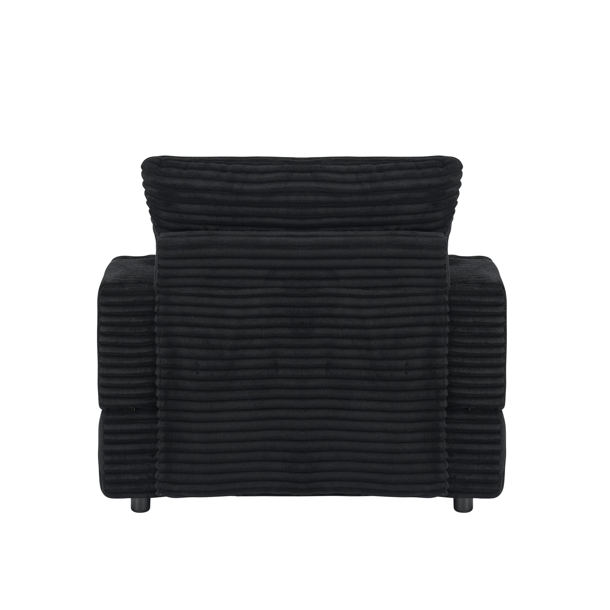 39 Inch Spring Upholstered Armchair And Ottoman Set Comfortable Single Sofa With Cup Holder And Corduroy Fabric, Perfect For Living Room Or Bedroom Black Corduroy 1 Seat