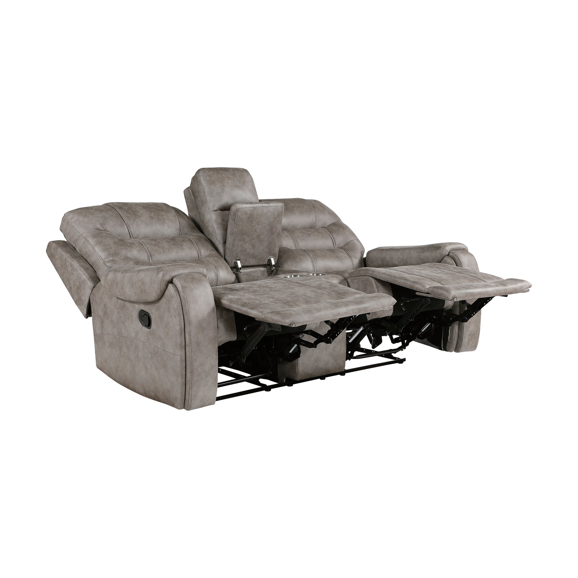 Grayish Brown Modern Reclining Sofa Set 2Pc Sofa Loveseat Plush Seating, Polished Microfiber Upholstery Solid Wood Frame Living Room Furniture Brown Gray Microfiber Wood Primary Living Space Modern Plywood,Solid Wood 5 Seat