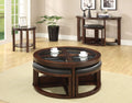 Dark Walnut Coffee Table Glass Insert Top Ottoman Included Table Set Living Room Furniture Walnut Brown Primary Living Space Classic,Contemporary,Luxury,Traditional Coffee & End Tables Solid Wood