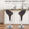 Homcom Adjustable Bar Stools Set Of 2, Rattan Bar Height Barstools With Swivel For Pub Counter Kitchen Brown Steel