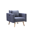 Mico 33 Inch Modern Sofa Chair With Usb Ports And Pocket, Dark Gray Fabric Gray Solid Wood