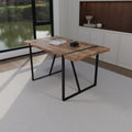 Mdf Dark Wood Dining Table And Modern Dining Chair 4 Piece Set, Medieval Wooden Kitchen Dining Table Set, Rectangular Metal Base, Dining Table And Suede Chair Brown Green Mdf