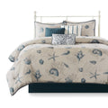 7 Piece Cotton Sateen Comforter Set Blue King King Blue Cotton