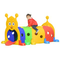 Qaba Caterpillar Tunnel For Kids, Outdoor Indoor Climb And Crawl Through, Play Equipment For Toddler 3 6, 4 Sections, For Daycare, Preschool, Playground, Multicolor Colorful Plastic