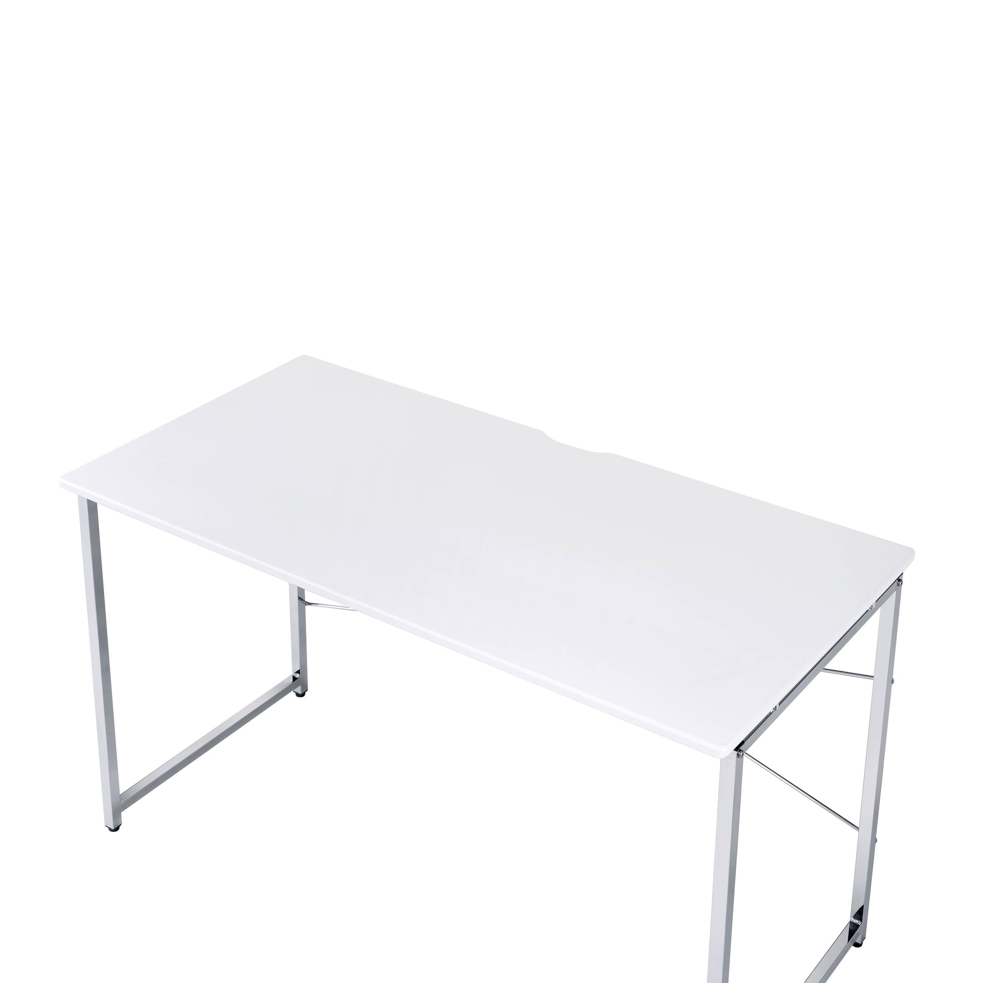 Tennos White & Chrome Finish Writing Desk White Metal,Synthetic Wood