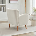 Mirod Modern Wing Back Lounge Chair Stylish Design, Soft Fabric, Solid Wood Legs, Easy Assembly, Durable Frame Beige Boucle