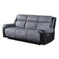 Alicia Grey Black Reclining Sofa Gray Fabric 3 Seat