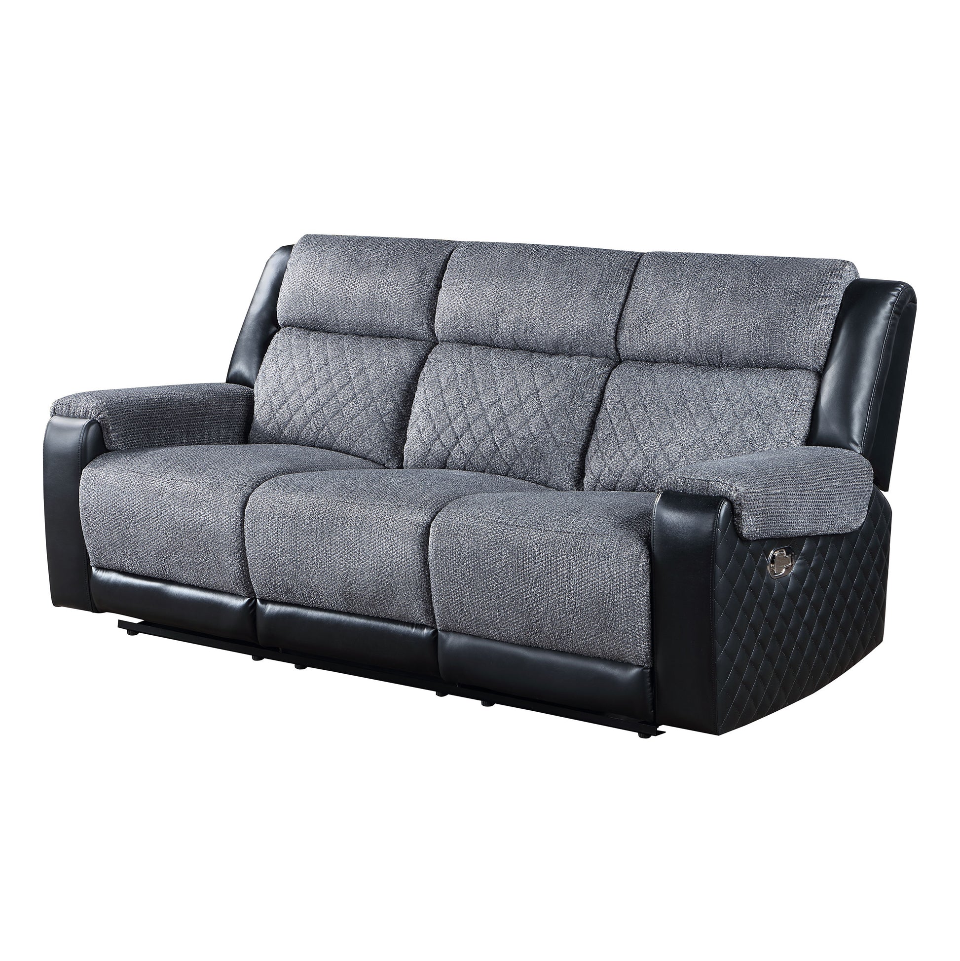 Alicia Grey Black Reclining Sofa Gray Fabric 3 Seat