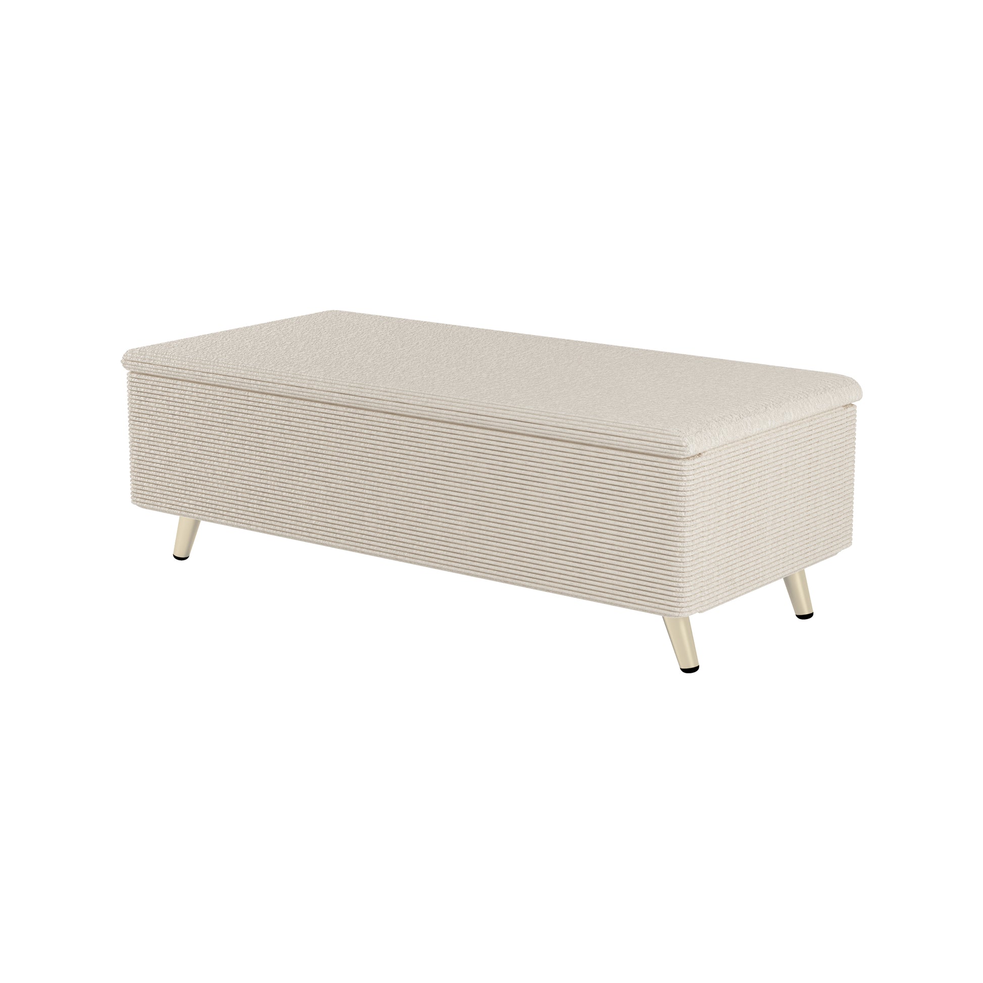 2 Pieces Bedroom Sets Queen Size Upholstered Bed Frame, Modern Corduroy Storage Ottoman,Beige Queen Beige 2 Piece Set Solid Wood Mdf