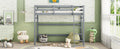 Twin Size High Loft Bed With Inclined Ladder, Guardrails,Grey Twin Grey American Design Pine