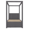 Twin Size Upholstery Canopy Platform Bed With Trundle And Three Storage Drawers, Gray Twin Gray Upholstered