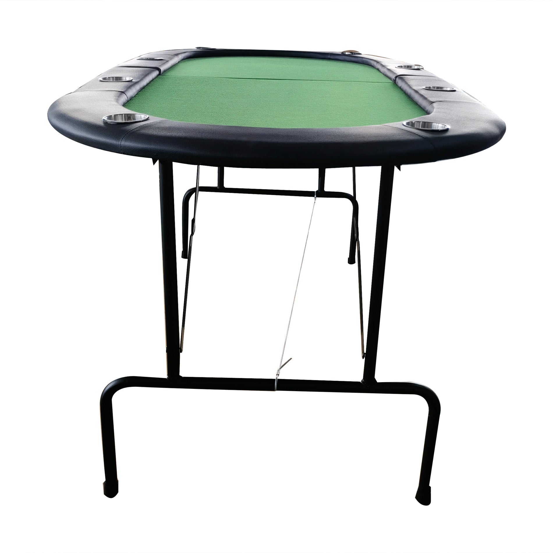 73Inch Oval Light Series Green Felt Foldable Poker Table Green Modern Metal