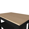 Light Pine And Black Kitchen Island With Open Storage Beige Black Melamine