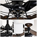 Dia 33 Inch Chandelier Ceiling Fan With Remote Control,Dc Motor ,6 Speed,3 Abs Blades For Bedroom Dining Room Living Room Kitchen Farmhouse Entry,Matte Black Red Wood Grain Wood American Design,American Traditional,Classic,Contemporary,Farmhouse Glass