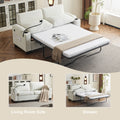 73.63*27.95 Pull Out Sofa Bed, Chenille Material, Pull Out Queen Sofa Bed With Memory Foam Mattress, For Living Room, Bedroom, Office, Apartment, White White Minimalist Chenille,Metal & Wood