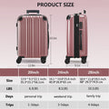 3 Piece Luggage Set With Tsa Lock& Double Spinner Wheels, Expandable For Large Storage Rose Gold Abs