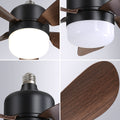 16 Inch Socket Fan Light Ceiling Fans With 3 Lighting Color And Remote E26 Screw In Ceiling Fan Black Pc