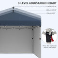 Outsunny 10' X 10' Pop Up Canopy Tent With 3 Sidewalls, Leg Weight Bags And Carry Bag, Height Adjustable, Instant Party Tent Event Shelter Gazebo For Garden, Patio, Navy Blue Blue Steel