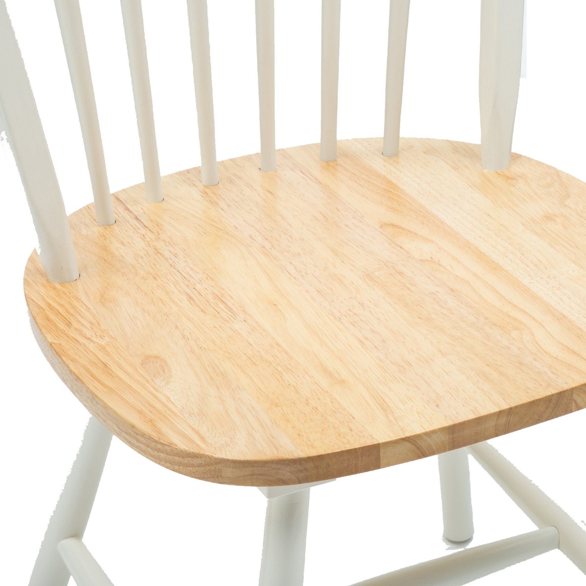 Nova 18 Inch Windsor Dining Chair, Set Of 2, Farmhouse Style, White, Brown Brown White Wood
