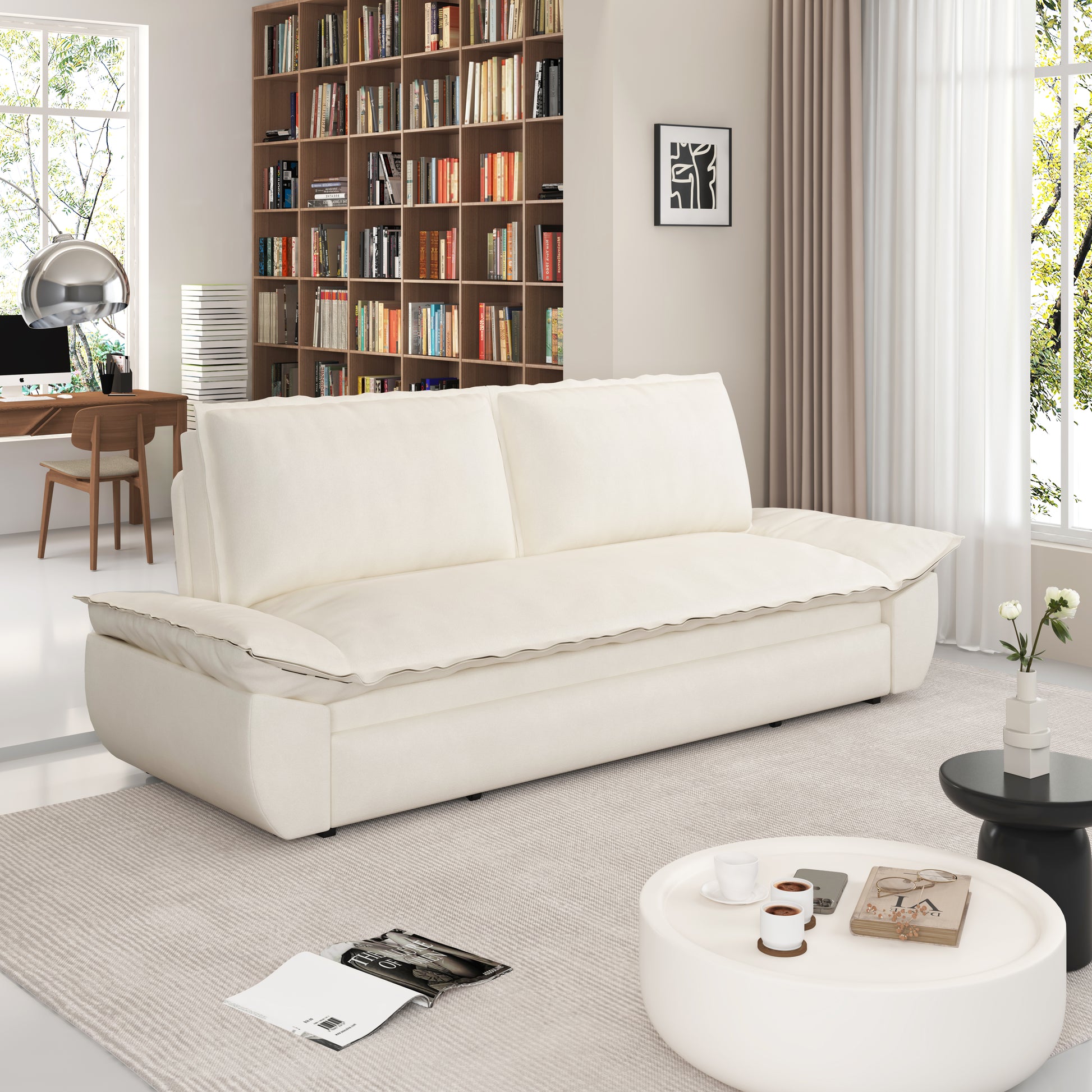 70.1" Queen Pull Out Sofa Bed, 3 In 1 Convertible Sleeper Sofa,Multi Functional Velvet Loveseat Bed,Beige Old Sku:W1885134131 W1885P154640 Beige Velvet 2 Seat